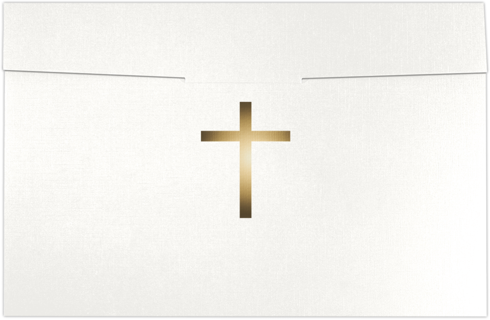 White Linen 100lb 6 1/2 x 9 1/2 Certificate Holders with Gold Foil Cross