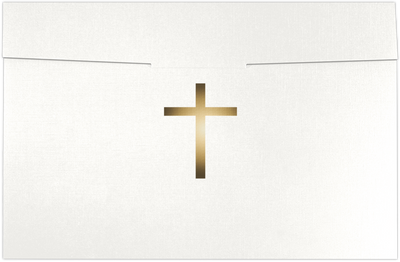White Linen 100lb 6 1/2 x 9 1/2 Certificate Holders with Gold Foil Cross
