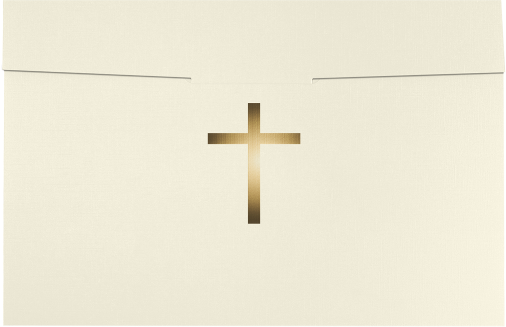 Natural Linen 100lb 6 1/2 x 9 1/2 Certificate Holders with Gold Foil Cross