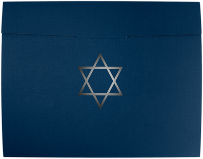 Nautical Blue Linen 100lb 9 1/2 x 12 Certificate Holders with Silver Star of David