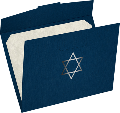 Nautical Blue Linen 100lb 9 1/2 x 12 Certificate Holders with Silver Star of David