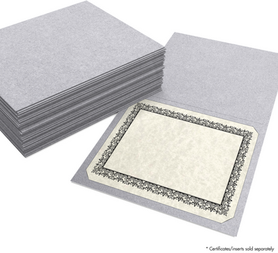 Silver Metallic 9 1/2 x 12 Landscape Certificate Holders with Square Corner Slits