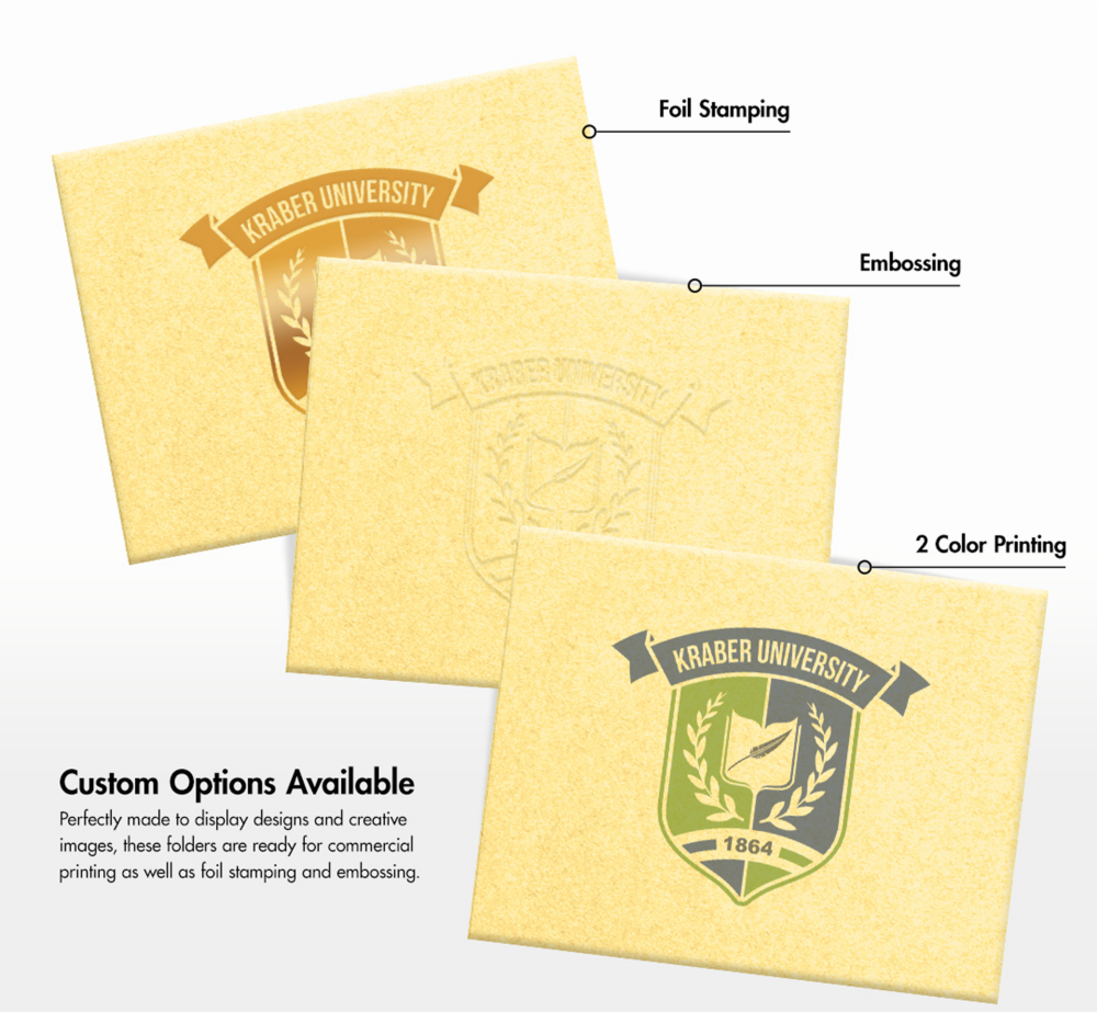Gold Metallic 9 1/2 x 12 Landscape Certificate Holders with Square Corner Slits