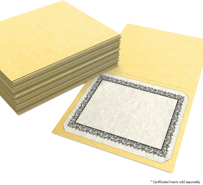 Gold Metallic 9 1/2 x 12 Landscape Certificate Holders with Square Corner Slits