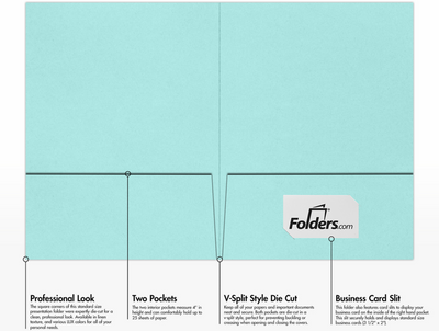 Seafoam Aqua Blue 9 x 12 Matte Folders
