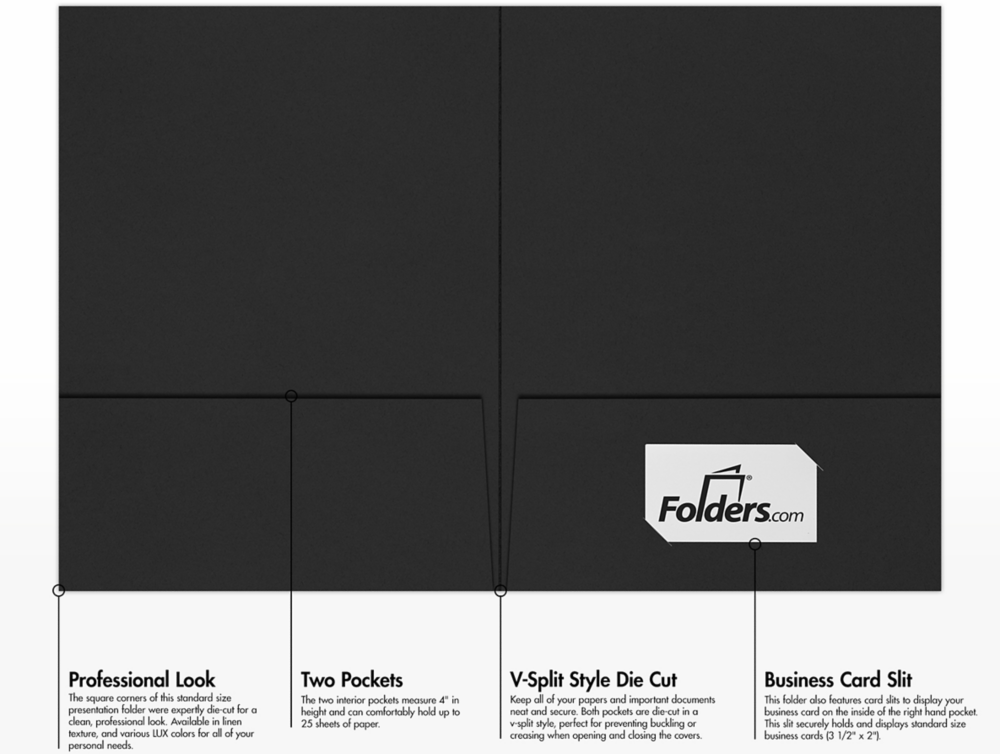 Smooth Midnight Black 9 x 12 Matte Folders
