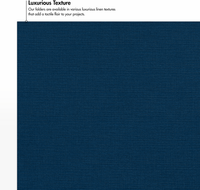 Nautical Navy Blue Linen 9 x 12 Folders with Front Cover Center Card Slits