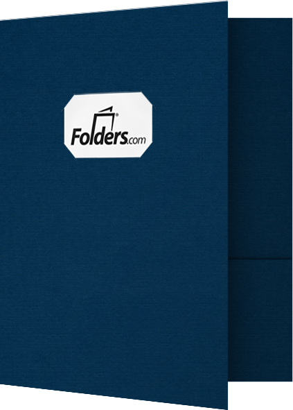 Nautical Navy Blue Linen 9 x 12 Folders with Front Cover Center Card Slits