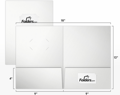 Glossy White 9 x 12 Folders with Front Cover Center Card Slits