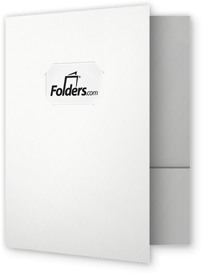 Glossy White 9 x 12 Folders with Front Cover Center Card Slits
