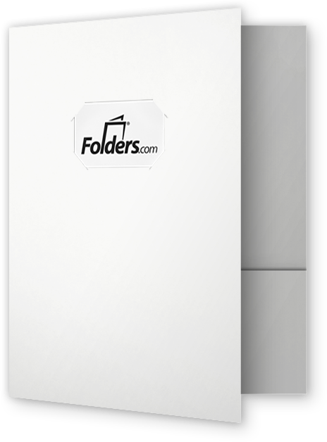 Glossy White 9 x 12 Folders with Front Cover Center Card Slits
