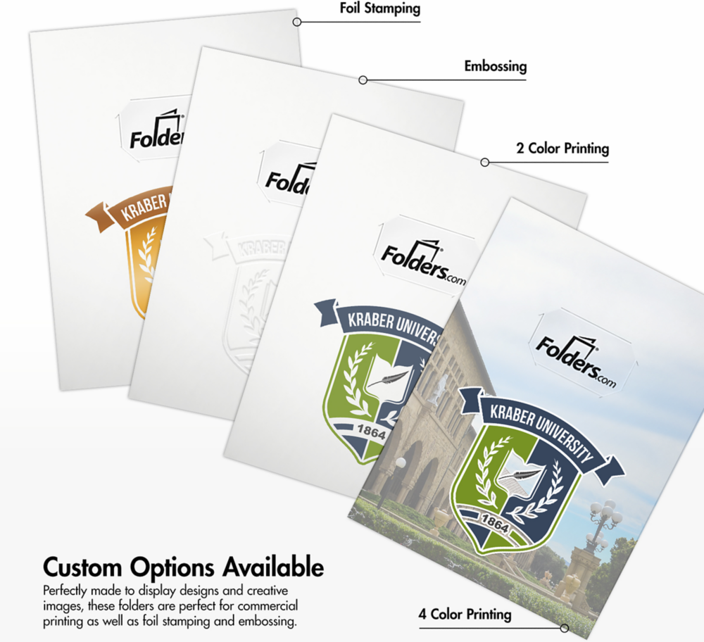 Glossy White 9 x 12 Folders with Front Cover Center Card Slits