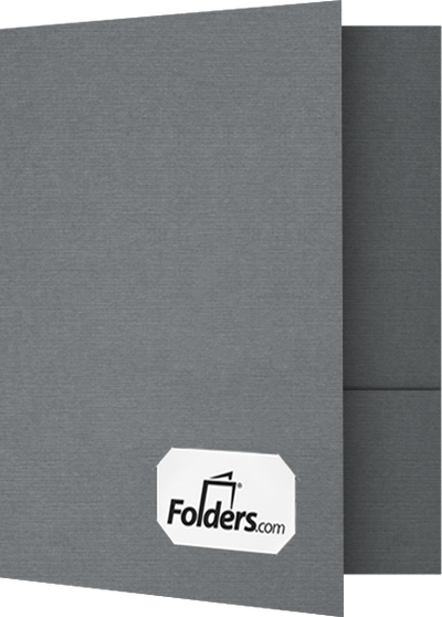 Sterling Gray Linen 9 x 12 Folders with Front Cover Lower Right Card Slits