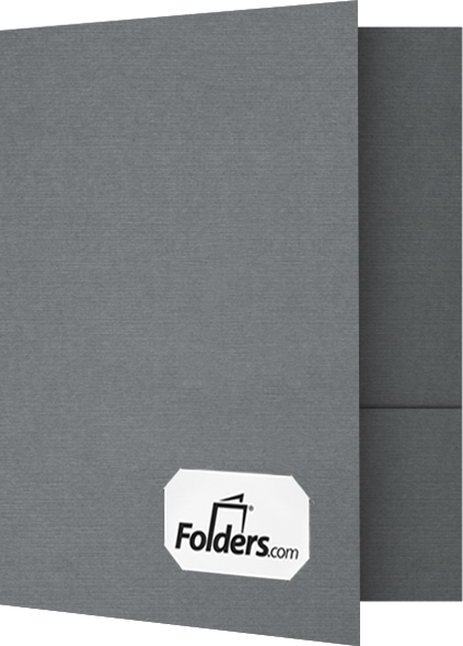 Sterling Gray Linen 9 x 12 Folders with Front Cover Lower Right Card Slits