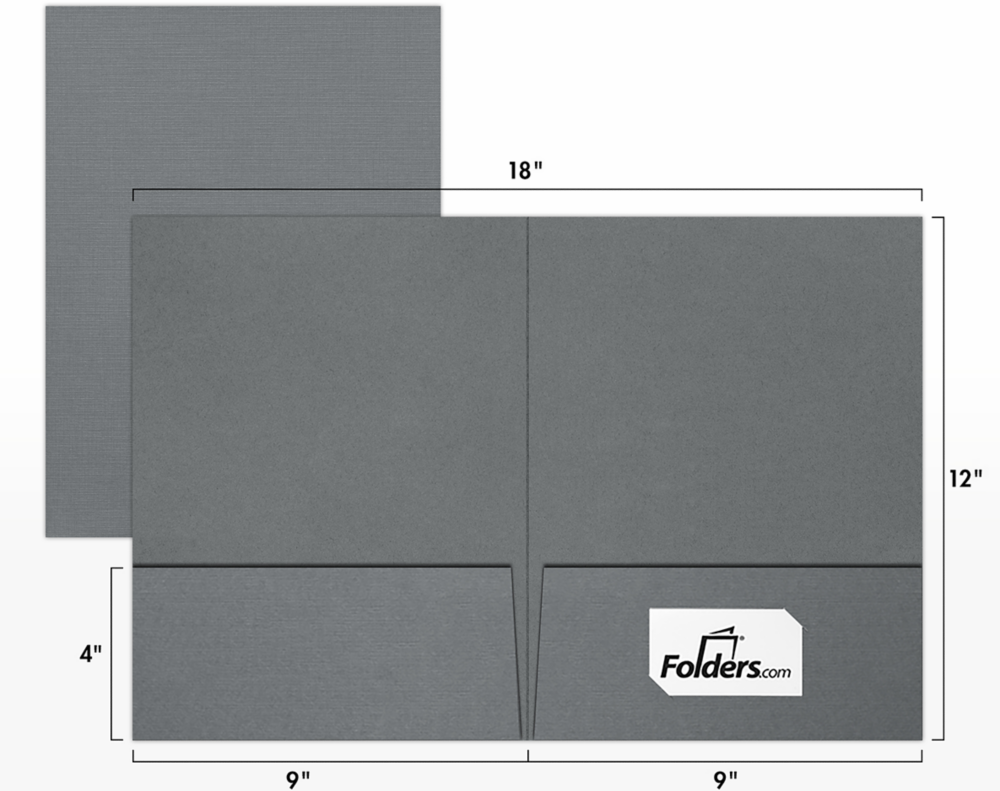 Sterling Gray Linen 9 x 12 Folders with Front Cover Lower Right Card Slits