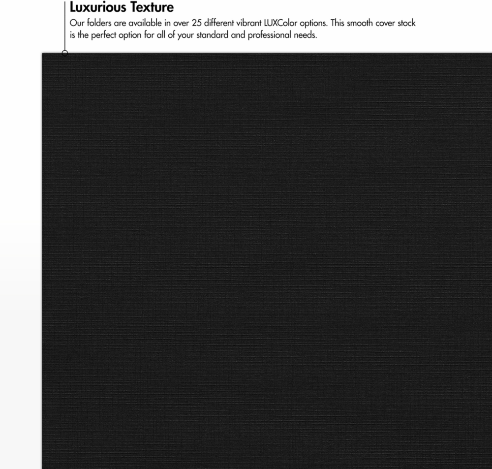 Black Linen 9 x 12 Folders with Front Cover Lower Right Card Slits