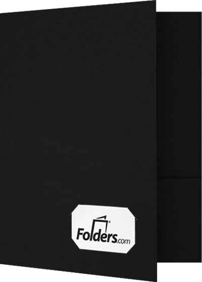 Black Linen 9 x 12 Folders with Front Cover Lower Right Card Slits