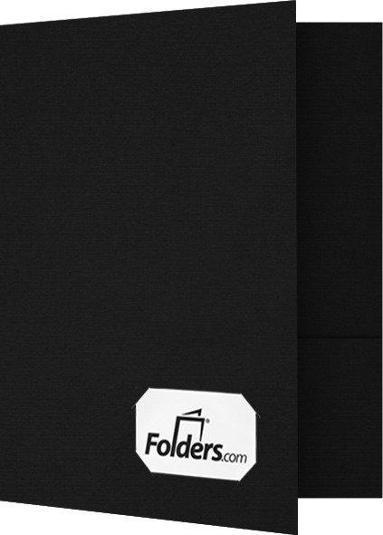 Black Linen 9 x 12 Folders with Front Cover Lower Right Card Slits