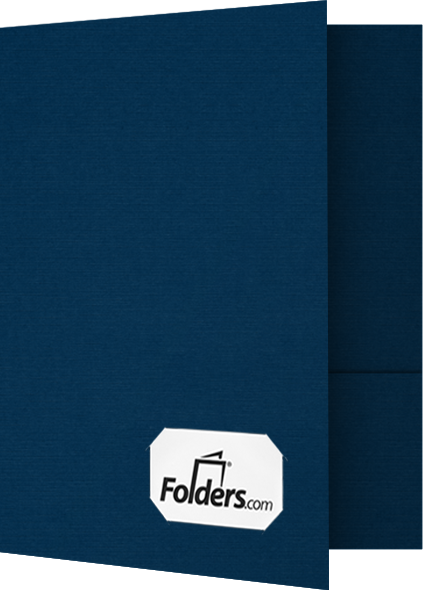 Nautical Navy Blue Linen 9 x 12 Folders with Front Cover Lower Right Card Slits