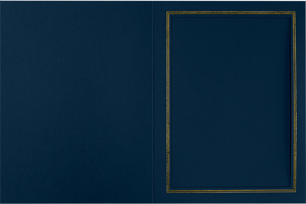 Nautical Navy Blue Linen 100lb with Gold Foil Border 6 x 8 Portrait Photo Holders