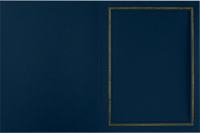 Nautical Navy Blue Linen 100lb with Gold Foil Border 6 x 8 Portrait Photo Holders