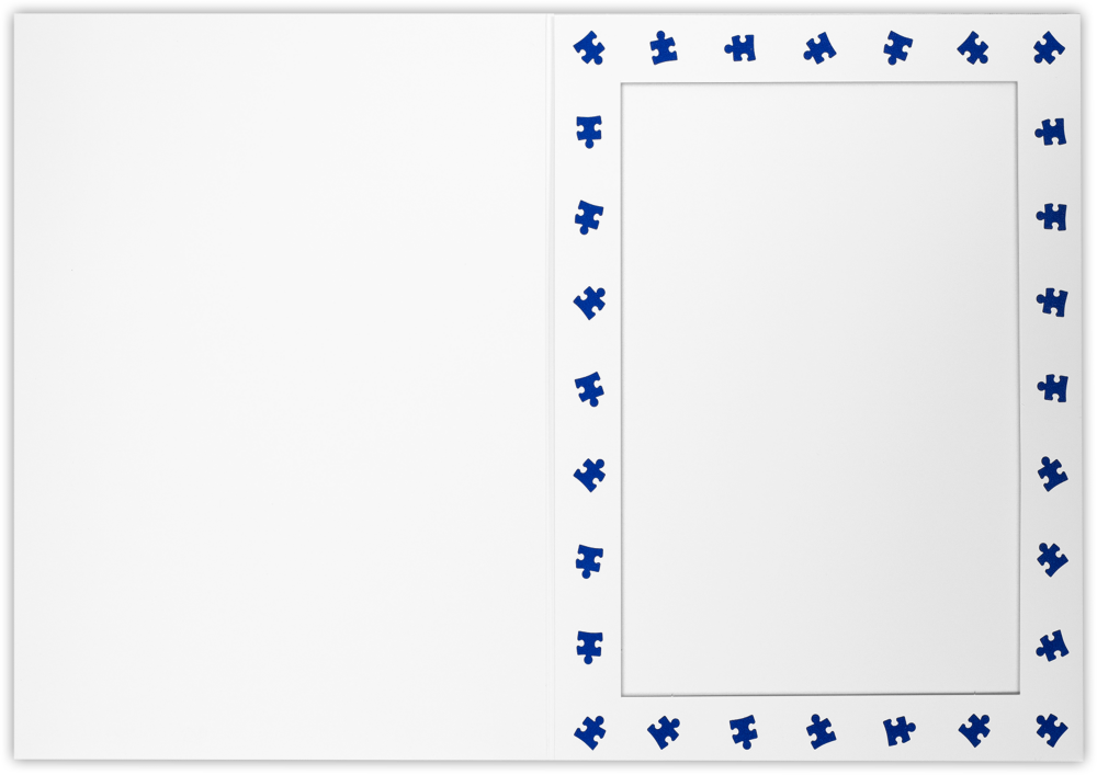 White Gloss 120lb Blue Puzzle Pieces 5 x 7 Portrait Photo Holders