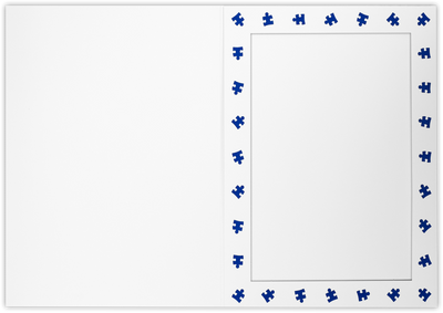 White Gloss 120lb Blue Puzzle Pieces 5 x 7 Portrait Photo Holders