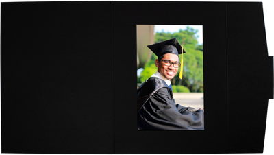 Black Linen 100lb 4 x 6 Fold-Over Easel Photo Holders