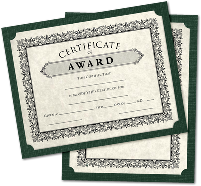 Green Linen 100lb 9 1/2 x 12 Single Certificate Holders