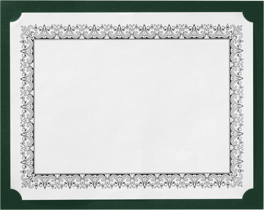 Green Linen 100lb 9 1/2 x 12 Single Certificate Holders