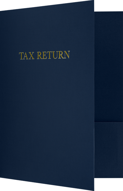 Nautical Navy Blue Linen Tax Return 9 x 12 Presentation Folders