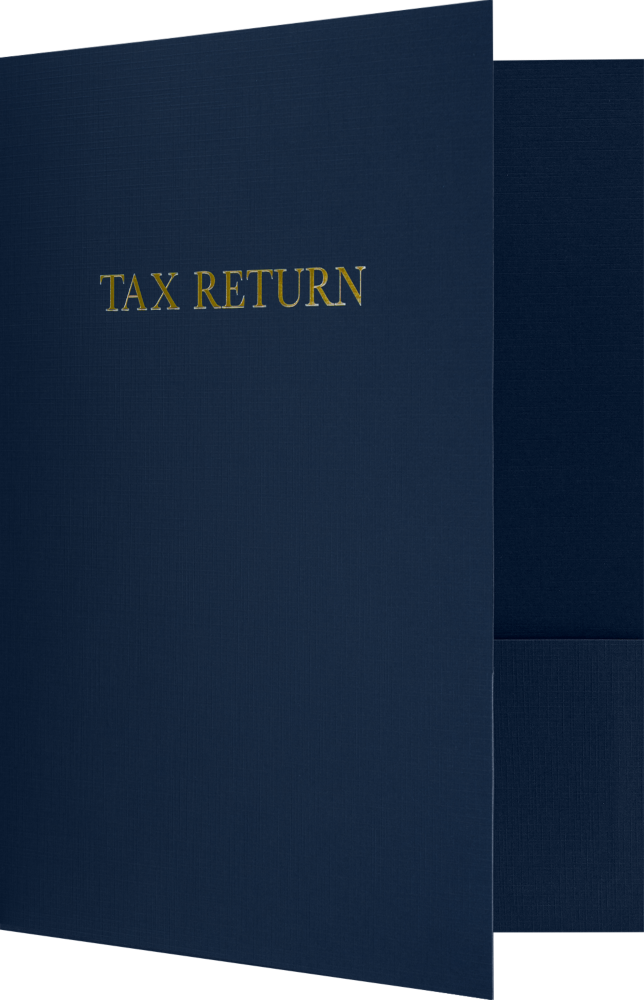 Nautical Navy Blue Linen Tax Return 9 x 12 Presentation Folders