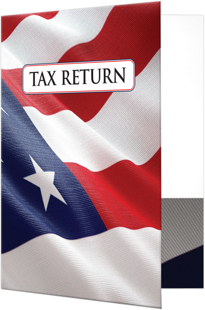Flag with Tax Return Patriotic 9 x 12 Presentation Folders