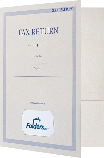 Natural White with Tax Return 9 x 12 Presentation Folders with Front Card Slits