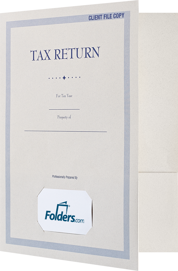 Natural White with Tax Return 9 x 12 Presentation Folders with Front Card Slits