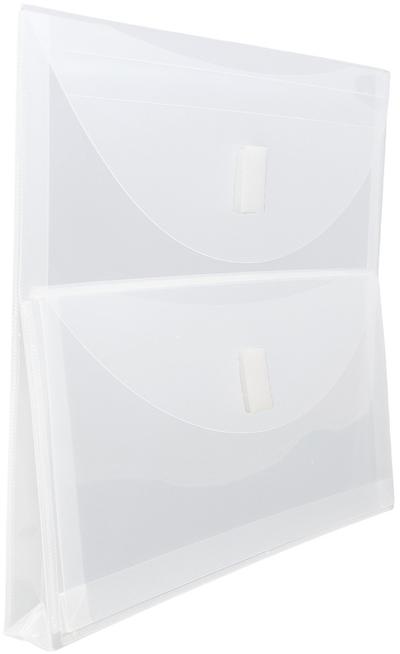 Clear 2 Pocket Booklet VELCRO Brand Closure Plastic Envelope