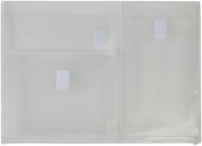 Clear 3 Pocket Booklet VELCRO Brand Closure Plastic Envelope