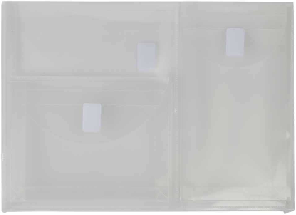 Clear 3 Pocket Booklet VELCRO Brand Closure Plastic Envelope
