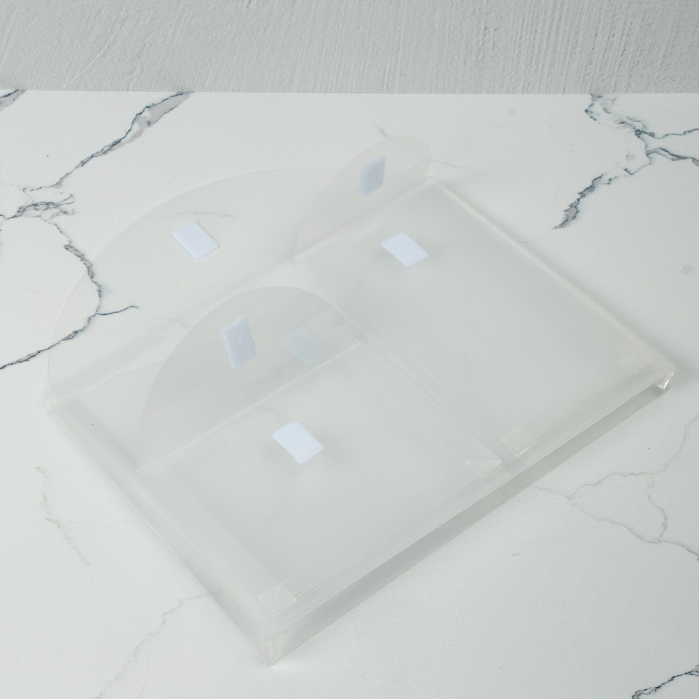 Clear 3 Pocket Booklet VELCRO Brand Closure Plastic Envelope