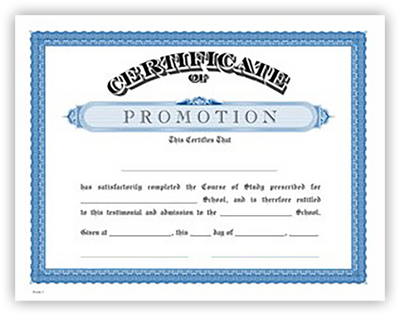 Blue Promotion 8 1/2 x 11 Certificate