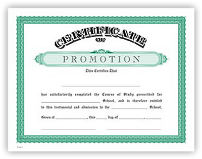Green Promotion 8 1/2 x 11 Certificate