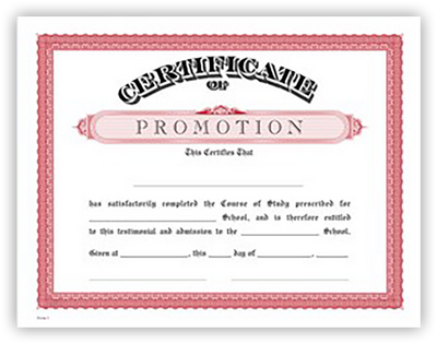 Red Promotion 8 1/2 x 11 Certificate