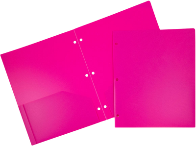 Fuchsia 9 x 12 Plastic 3 Hole Punched Duty Folders