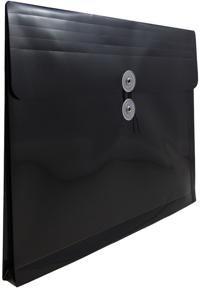 Black Letter Booklet Plastic Envelopes (9 3/4 x 13) with Button & String