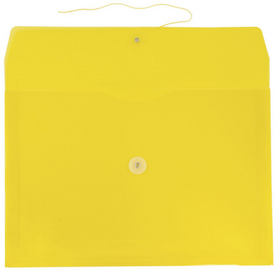 Yellow Legal Open End Plastic Envelopes (9 3/4 x 14 1/2) with Button & String