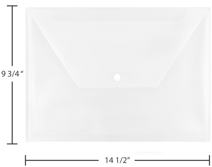 Clear Legal Booklet Plastic Envelopes (9 3/4 x 14 1/2) with Snap Closure