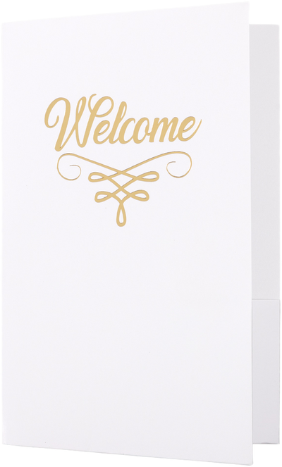 Glossy White with Gold Foil 6 x 9 Welcome Folders