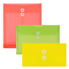 Plastic Document Holders with Button & String Closure