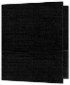 Black Linen 100lb 9 x 12 Two Pocket Folders with 4 Inch Round Corner Pockets