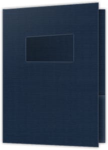 Window Front Cover Two Pocket Presentation Folders - 9 x 12 - Dark Blue Linen 100#